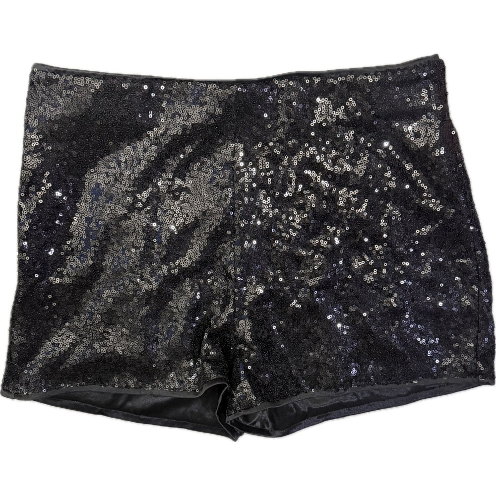 NWT Makemechic Black Sequin High Waist Mini Party Concert Shorts Medium - Picture 6 of 9